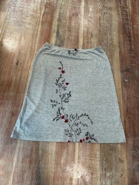 VTG Only Hearts Grey Jersey Pencil Skirt with Climbing Floral Vine